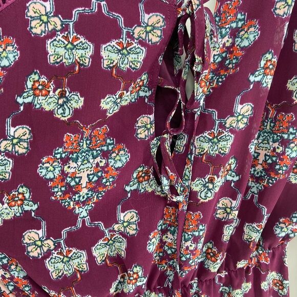 Revolve Tularosa purple Floral Shark Bite open back Peasant Midi Dress Womens XS - Picture 2 of 9